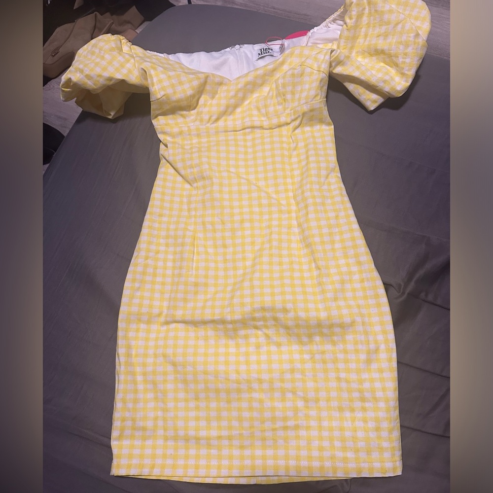 Tigermist yellow gingham mini dress
